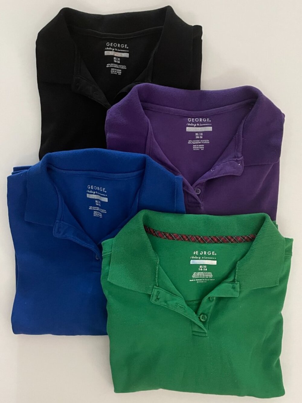 4 Girls Long Sleeve Uniform Polo Shirts Size  XL (14/16)